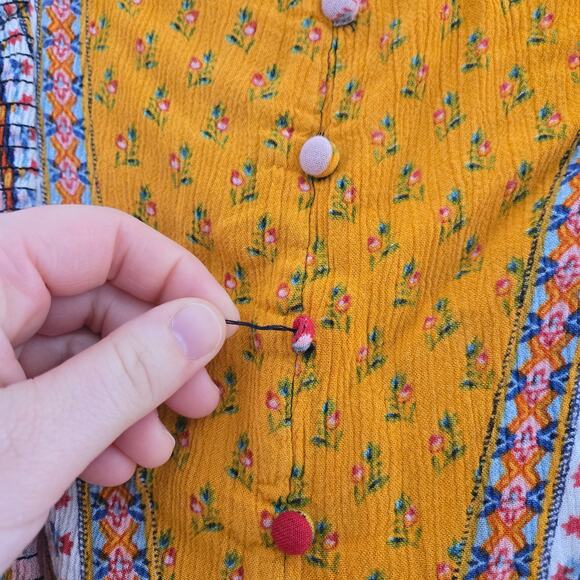 Anthropologie Patrons of Peace Americana patchwork smocked dress M - Picture 5 of 7